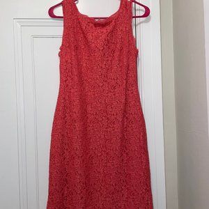 Adrianna Papell Coral/Pink Lace Dress. Size 8.